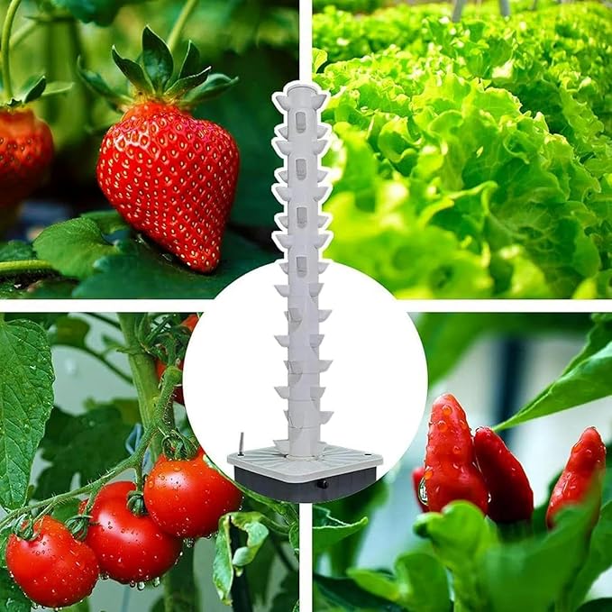45 Holes Hydroponic Cultivation Tower Vertical Hydroponic Culture System for Interior Soil -Free Cultivation Tower Airplane with Hydration Pump
