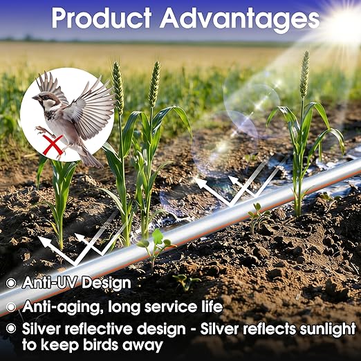 1640 FT 5/8 Inch Drip Tape 6 Spacing Roll 8 Mil Drip Irrigation Tape0.5 GPH/Hole Irrigation Tubing Hose Silver Anti-Bird Pecking Anti-UV Design for Garden Agricultural Irrigation Watering System