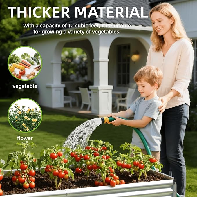 2PCS 6x2x1 FT Rectangle Metal Raised Garden Bed Kit Elevated Garden Planter Box Outdoor Large Planters for Outdoor Plants Flower Vegetables Fruit Herbs (Silver)