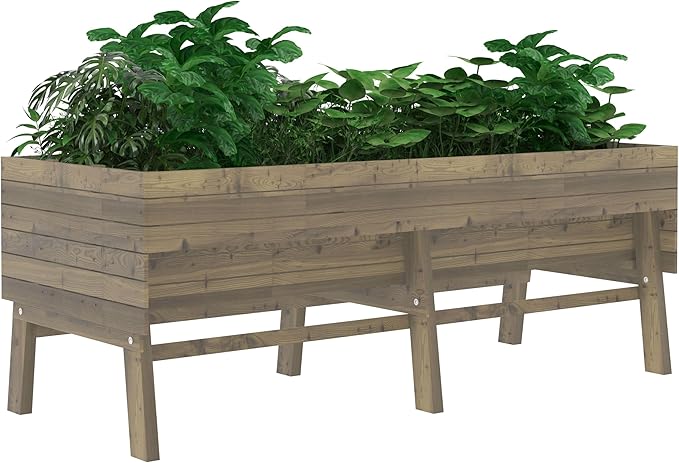 6x3x2FT Raised Garden Bed with Legs Large Outdoor Elevated Wood Planted Box with Liner for Vegetable Flower Backyard Patio Light Mocha Brown