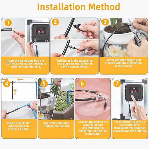 RISINGUP Solar Drip Irrigation System with Timer Programmable Smart Watering with 2200mAh Battery Automatic Plants Watering System for 30 Potted Plants Outdoor Garden Patio Balcony Greenhouse