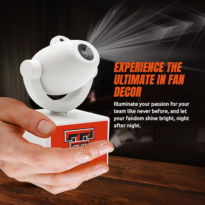 Sporticulture NCAA American Football Raiders - Adjustable Led Mini Spotlight Projector with 6 Team Logo Designs - Portable &amp Rechargeable Spotlight - Battery-Operated - 4.375” x 3.125”