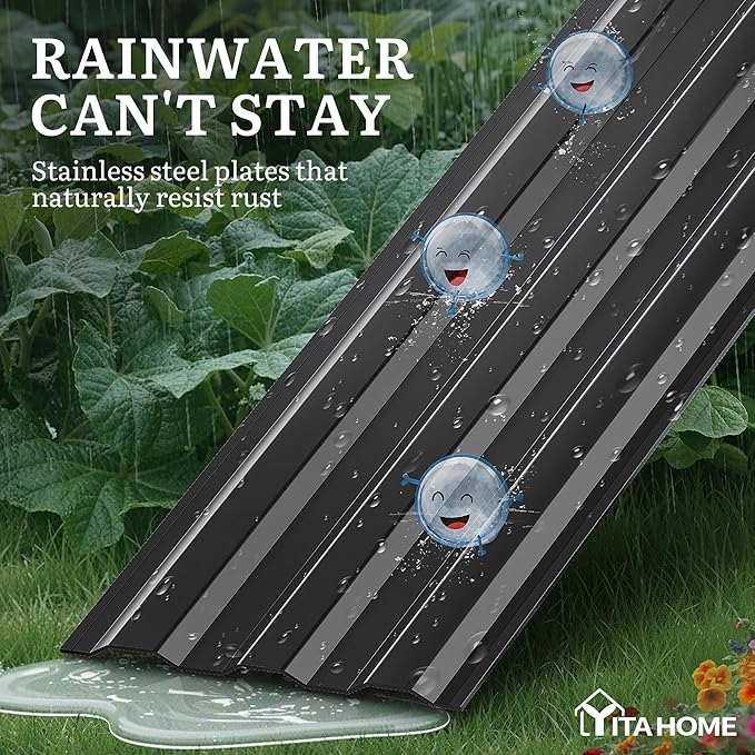 YITAHOME 72x36x12 in 2pcs Galvanized Raised Garden Bed Kit Large Metal Planter Box with Gloves &amp Support Rod Outdoor Flower Bed for Plants Vegetables Black
