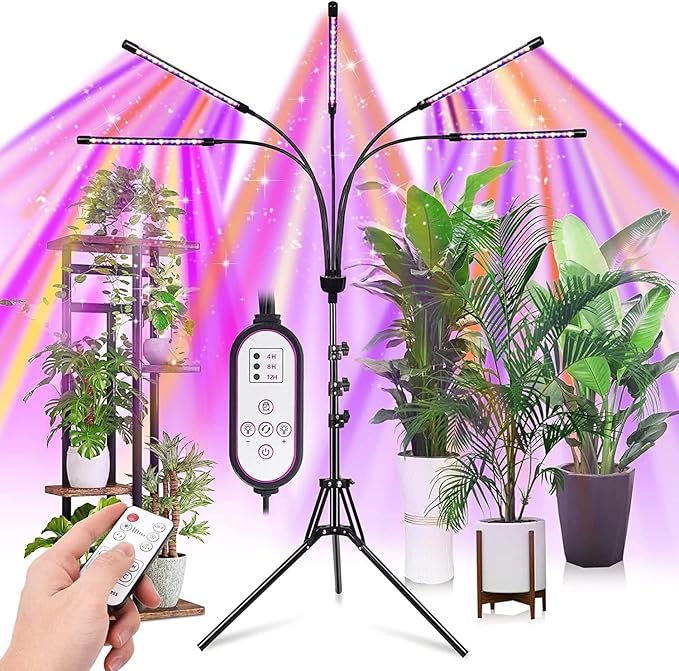 RUNAAJA LED Grow Light Full Spectrum with Adjustable Tripod Stand for Indoor Plants