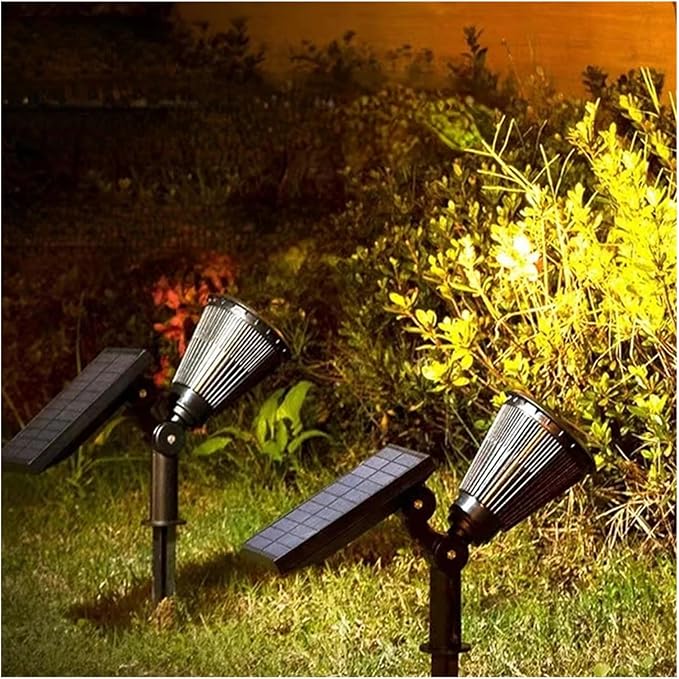Solar Lawn Lights Highlighted Outdoor Landscape Spotlights Ip65 Waterproof Upgraded Solar Powered Wall Lamp Villa Garden(4LED-Warm Light)