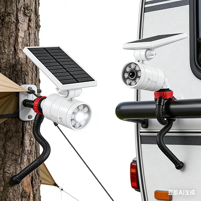 Solar Motion Sensor Outdoor Light with Portable Tripod - 1400LM Aluminum Security Floodlight for Outside Camping Dark Driveways &amp Backyard Anti-Theft - IP66 Extreme Weather Ready (No Wiring)