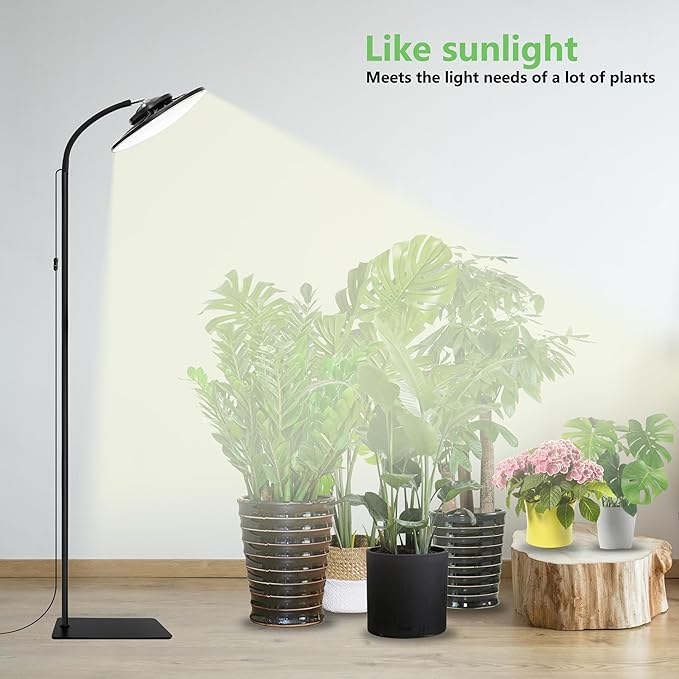 100W Grow Light for Indoor Plants Full Spectrum LED Tall Plant Lights with Timer Standing Floor Growing Lamp 67 Height Adjustable for Large Many Plants