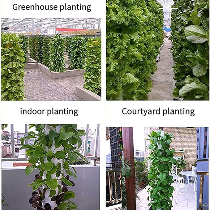 Hydroponics Tower Garden Vertical Growing System KitAquaponics Growing SystemNursery Germination Kitwith Hydrating Pump Adapter.for Herbs Fruits and Vegetables(Black10layers)