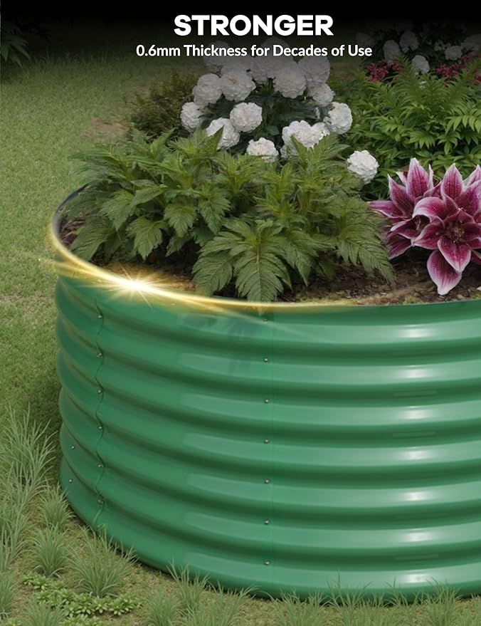 OUTLANE 8x4x1.5ft Raised Garden Bed - Durable Weather-Resistant Wooden Planter Box for Vegetables Herbs and Flowers - Easy Assembly Elevated Garden Bed for Small Spaces and Urban Gardening（Green）