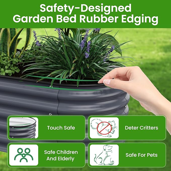 Raised Garden Bed 5x2x1.4 Ft Planter Box for Outdoor - Zinc-Aluminum-Magnesium Stainless Steel Durable Metal Garden Beds Kit for Vegetables Flowers Herbs and Succulents (Deep Grey)