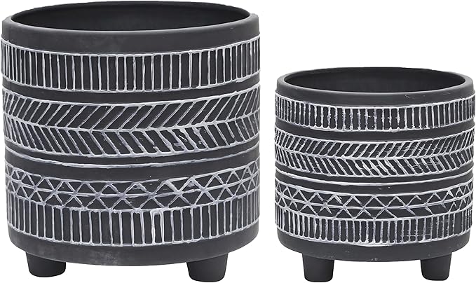 S2 Tribal Look Footed Planter 68 Black