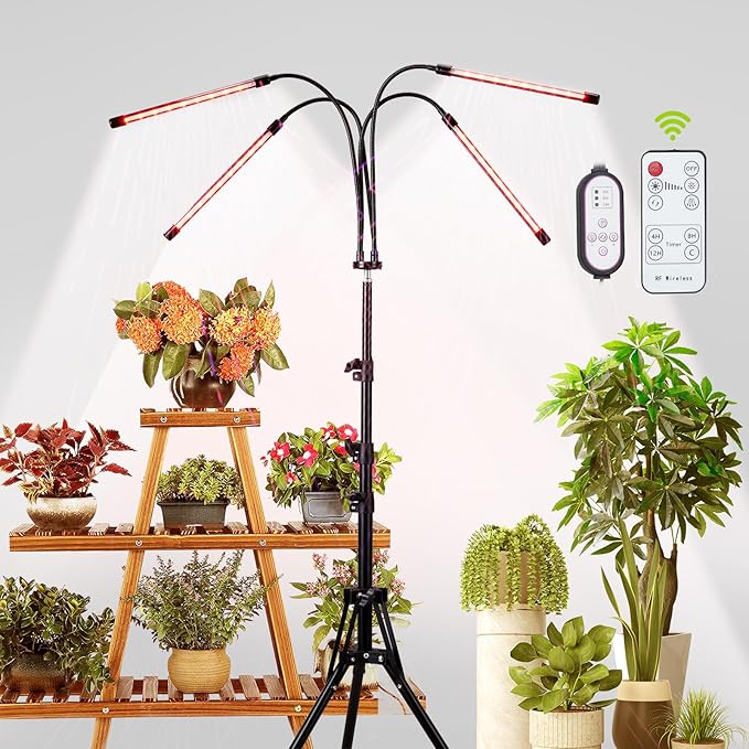 LED Grow Lights for Indoor PlantsLED Plant Grow Light with StandLed Full Spectrum10 Dimmable Levels3 Modes TimingTripod Adjustable 15-72 inch.
