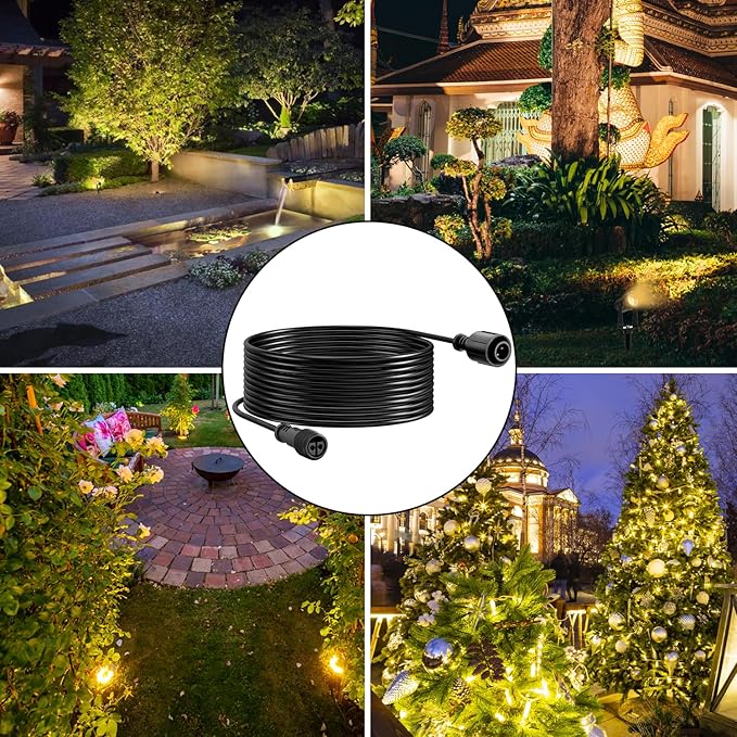 SUNTHIN 4 Pack Landscape Lighting with Dusk to Dawn Sensor Controller Bundle with 2pcs 6.5FT Extension Cord
