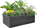 Raised Garden Bed 6x3x2ft Galvanized Raised Garden Beds Outdoor for Vegetables Flowers Herbs Steel Large Deep Planter Box Tall Raised Garden Bed with 3ftx30ft Weed Barrier Fabric and Glove Black