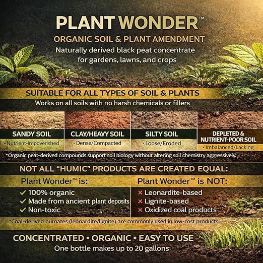 Organic Plant Fertilizer Liquid Concentrate – Plant Food for Indoor &amp Outdoor Plants Vegetables &amp Lawn – Soil Booster with Humic &amp Fulvic Acid – 16 oz – GroSuccess PlantWonder