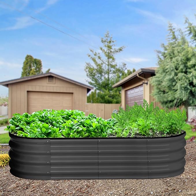 Raised Garden Bed Set of 2 4.5x2x1.5ft Galvanized Raised Garden Bed Outdoor Large Planter Raised Beds Open Base with Safety Edge and Glove for Vegetables Flowers Ground PlanterBlack