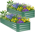 ZORMY 2 Pcs 8x2x1ft Galvanized Raised Garden Bed Outdoor Metal Planter Boxes with Easy Assembly Planter Raised Beds for Gardening Flower Plants Vegetable Herb - LotusGreen