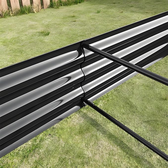 LANOVAGEAR Raised Garden Bed Kit - Metal Raised Bed Garden 7.6x3.7x0.98ft for Flower Planters Vegetables Herb (Black)