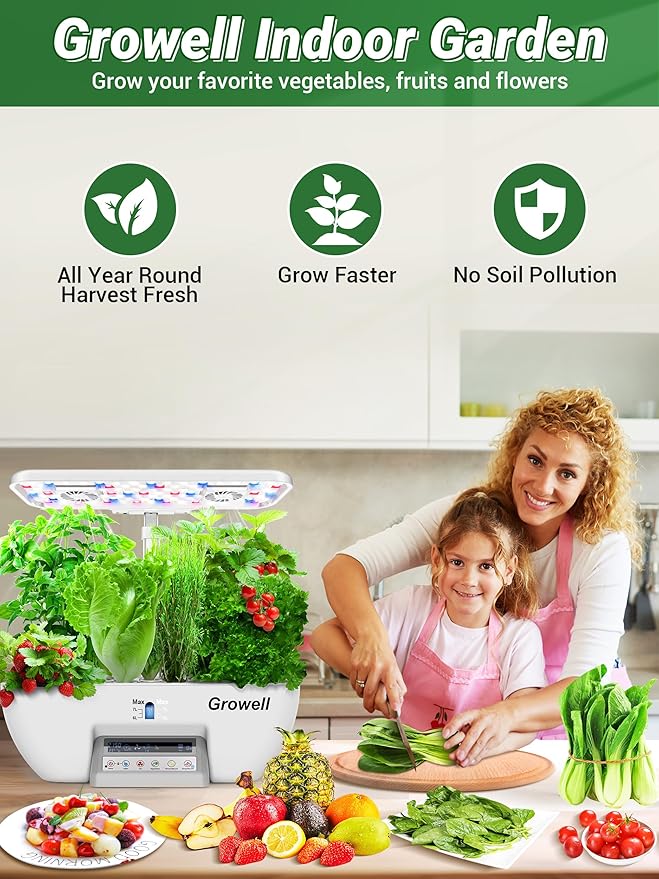 Hydroponics Growing System Kit 17 Pods Herb Garden with 102 28W Full-Spectrum Grow Lights &amp 2 Fans Indoor Garden with Water Pump 10L Water Tank Auto Timer Height Adjustable (White &amp Grey)