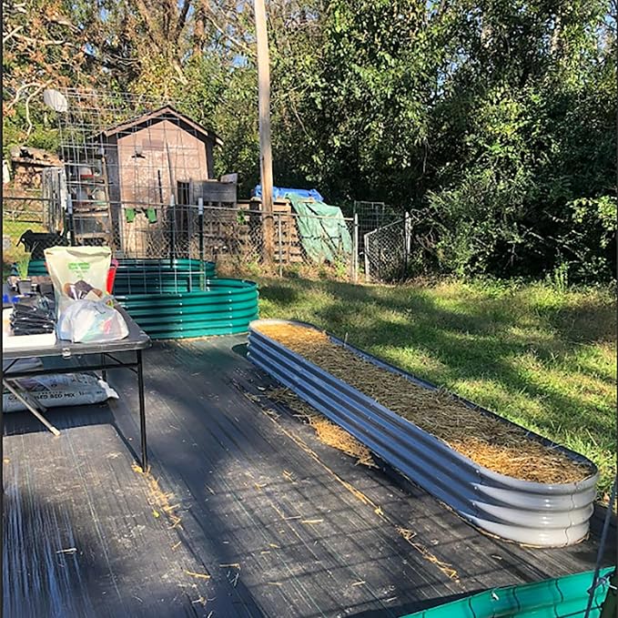 6 Pack 12x2x1FT Galvanized Raised Garden Bed Kit Oval Metal Ground Planter Box Outdoor Bottomless Planter Raised Beds for Vegetables Flowers Herbs Fruits Gray