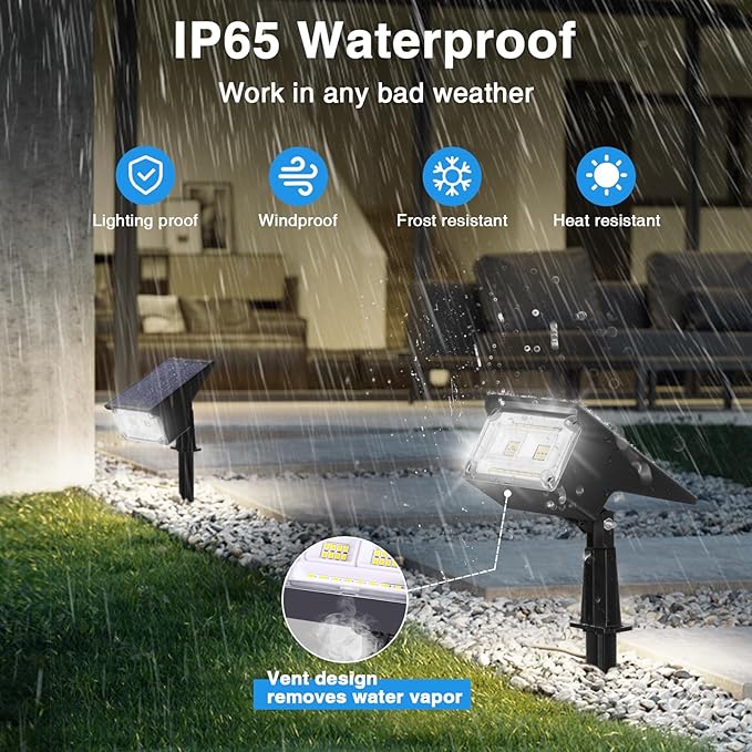 ZJOJO Solar Lights Outdoor Waterproof IP65 Solar Spot Light 40 LED 4 Lighting Modes Solar Powered Garden Yard Spot for Outside Landscape10 Pack