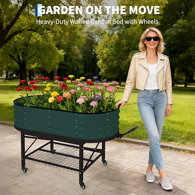 Galvanized Raised Garden Bed Kit with Cover Large Corrosion-Resistant Planter Raised Beds for Vegetables and Flowers Sturdy Outdoor Metal Garden Raised Beds with Reinforced Structure Easy Assembly