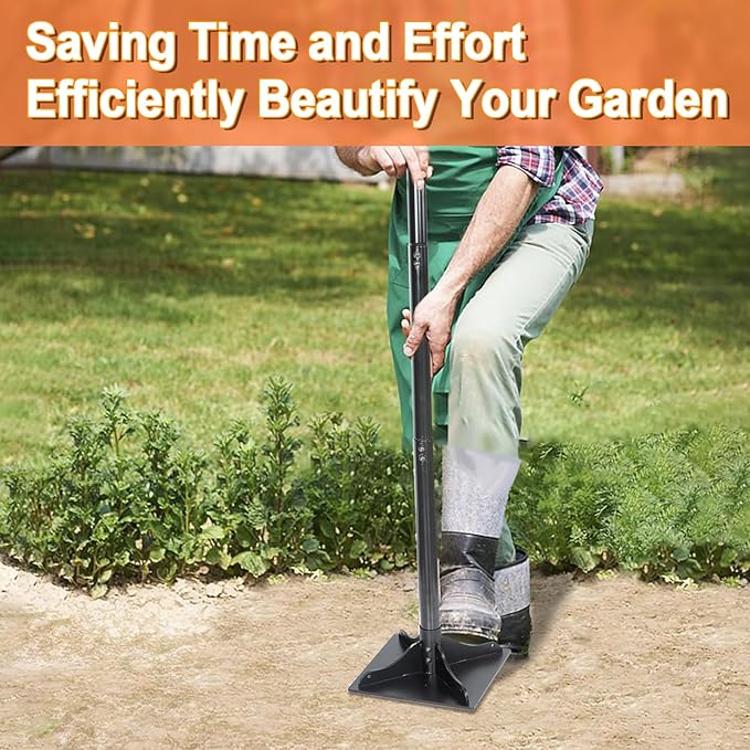 Heavy-Duty Steel Tamper 8x8 Inch Laborsaving Ergonomic Hand Soil Tamper Garden Landscaping Tool for Ground &amp Gravel Leveling Dirt Compactor 48 Inches Total