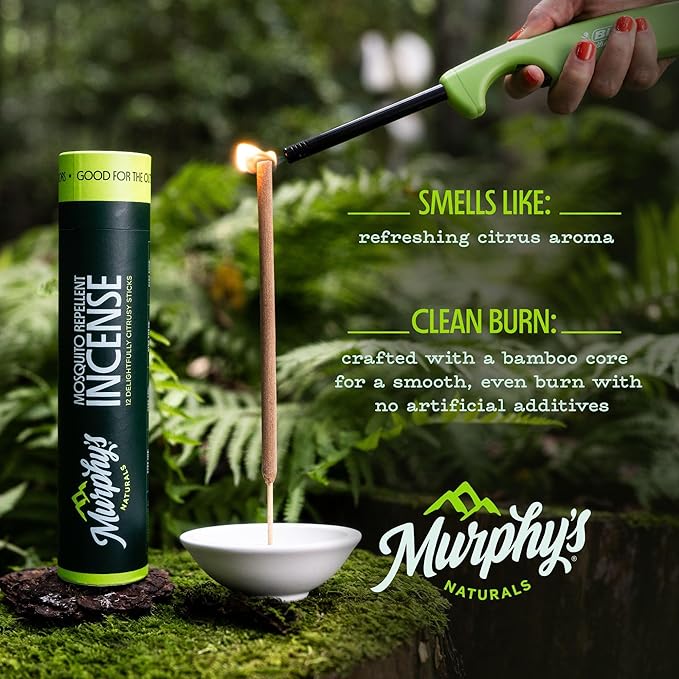 Murphy’s Naturals Mosquito Repellent Incense Sticks 12 Count Bug Repellent with Citronella for Patio &amp Camping 2.5+ Hours per Stick
