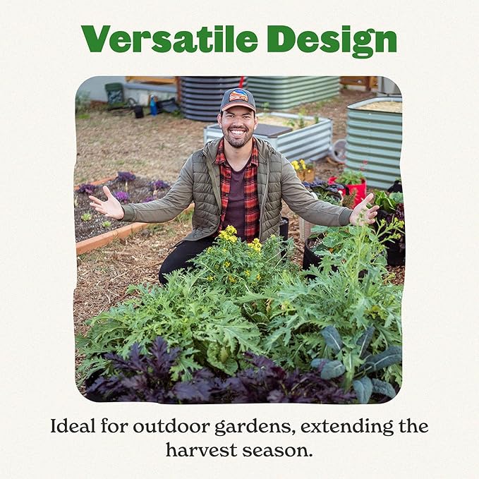 Epic Gardening 5-in-1 Modular Galvanized Raised Garden Bed Kit 15 Tall Metal Planter Box Durable Aluzinc Steel Raised Garden Bed Outdoor for Vegetables Herbs Flowers &amp Fruits - Round - Mist G