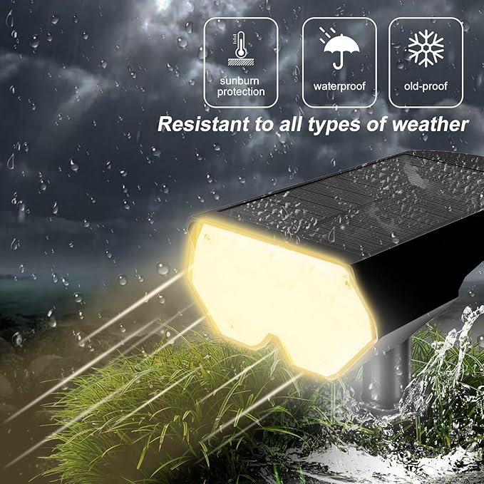 All-New Solar Spot Lights Outdoor Waterproof20 LEDs Solar Flag Light with 2 ModesLandscape Spotlights for Pathway Patio Garden Trees Pool(2 PackWarm Light)