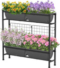 CADUKE Raised Planter Box Plastic Raised Garden Bed with Legs Standing Planter Box with Drainage Holes &amp Trellis 32 Elevated Flower Beds Outdoor &amp Indoor for Vegetables Balcony Patio Gr