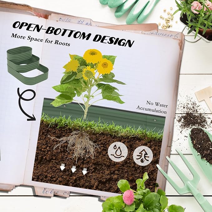 3-Tier Galvanized Steel Raised Garden Bed Kit 62.25 X 43 X 32.25 3 Combining Planter Boxes