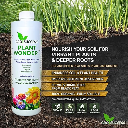 Organic Plant Fertilizer Liquid Concentrate – Plant Food for Indoor &amp Outdoor Plants Vegetables &amp Lawn – Soil Booster with Humic &amp Fulvic Acid – 16 oz – GroSuccess PlantWonder