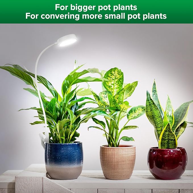 SANSI Grow Lights for Indoor Plants Pot Clip LED Plant Light for Growing Full Spectrum Plant Growing Lamp with 4-Level Dimmable Auto On Off 3 6 12 Hrs Timer for Pot Plants White