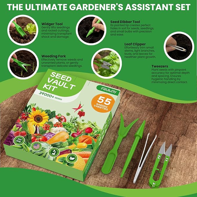 55 Vegetable Seeds Variety Pack - 39000+ Heirloom Seeds for Planting Vegetables and Fruits Non-GMO Garden Seeds for Outdoor Planting Gift for Mother Women Mom Friend (55 PCS Vegetable Seeds)