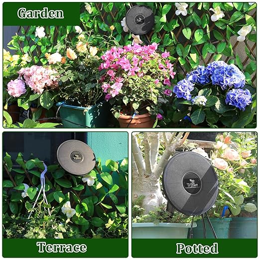 Solar Irrigation System Automatic Drip Irrigation Kit for Outdoor/Indoor Garden Watering System with Water Level DetectionDrip Irrigation System for 15 Potted Plant with 15m Water Hose