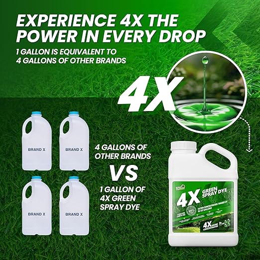 1 Gallon 4X Green Spray Dye - Makes 512 Gallons of Concentrated Spray Pattern Indicator Dye Ideal Fertilizer Marking Lawn Turf Mark and Marker Mark Where You've Sprayed with Green Color Indicator