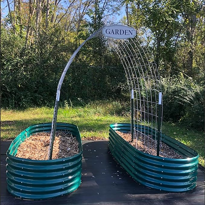 2 Packs 8x3x1.5FT Galvanized Raised Garden Bed Kit Oval Metal Ground Planter Box Outdoor Bottomless Planter Raised Beds for Vegetables Flowers Herbs Fruits Green