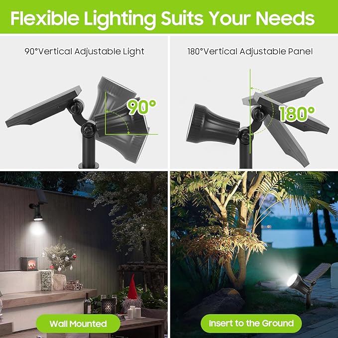 Bosceos 6-Pack Solar Spotlights for Outside with 30LEDs &amp 3 Modes Solar Lights Outdoor Waterproof Dusk to Dawn Landscape Lighting Pathway Lights for Yard Garden Tree Flag Sculpture(Cool White)