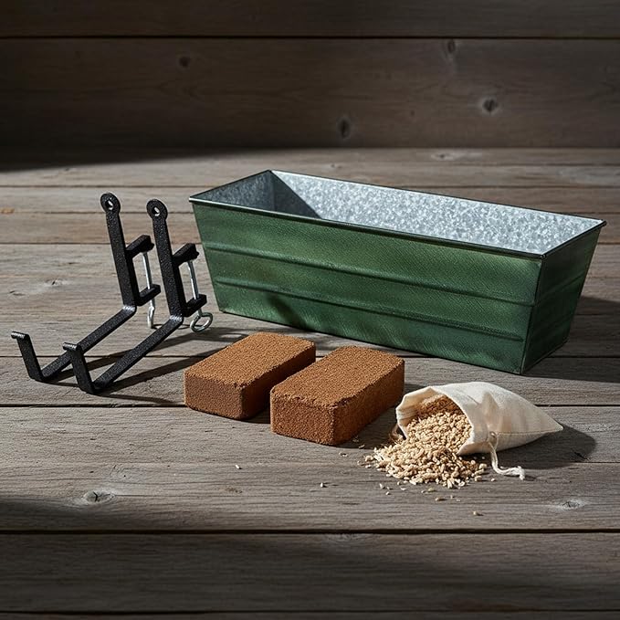 Bloom Box Garden Growing Kit Medium Green with Clamp-On Brackets – Instant Container Garden for Flowers Herbs Greens &amp Strawberries