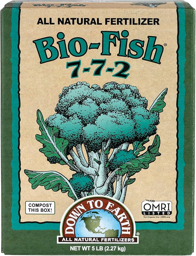 Down To Earth All Natural Fertilizers Organic Bio-Fish - Plant Food for Corn Broccoli Kale Trees and Shrubs 7-7-2 5 lb