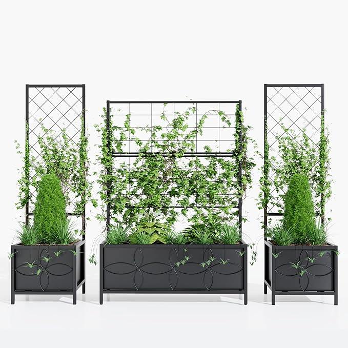 Zhongma Sturdy Raised Garden Bed with Trellis (15.75 x 35.43 x 48.8 in) for Vegetables Flower Planter Box for Backyard Patio Balcony