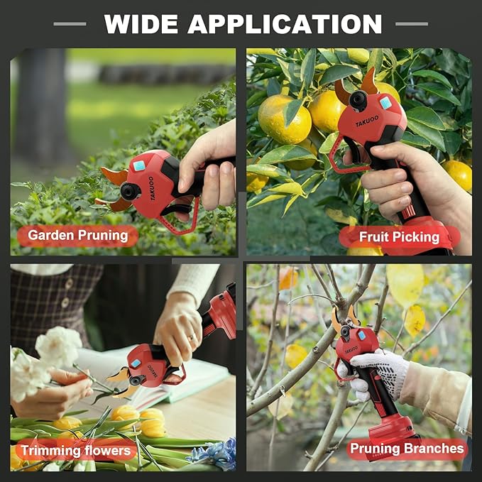 Cordless Electric Pruning Shears 1.6 Cutting Diameter Power Pruner Brushless Branch Cutter with LCD Display Dual 2.0Ah 21V Battery Powered Trimming Scissors for Gardening Tree Pruning