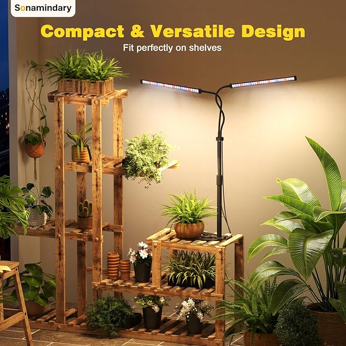 Grow Lights for Indoor Plants 9V 5700K 120LEDs Full Spectrum Plant Lights for Indoor Growing Height Adjustable 9.8-35'' with Stable 360° Flexible Arm Auto 4/8/12H Timer 5 Brightness Levels