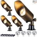 LumStory Brass Low Voltage Landscape Spotlight 12V Bronze Waterproof Shroud Adjustable Outdoor Landscape Lighting with MR16 LED Bulb 5W 3000K 4-Pack