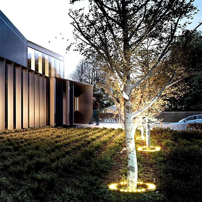 12W LED Ring Landscape Tree Hug Light IP65 Outdoor Waterproof Garden Tree Spotlight AC 220V Landscape Garden Lighting Tree Lamp LED Beam Tree Spotlight(White6PCS)