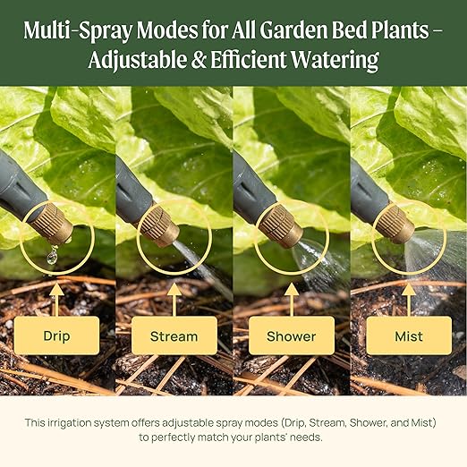 Vego Garden Irrigation Kit - Drip Irrigation System for Raised Garden Beds Efficient Watering Solution for Vegetables Flowers and Plants Easy DIY Installation