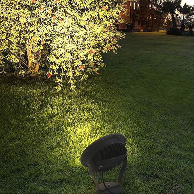 Outdoor LED Spotlight Waterproof Bright Outdoor Landscape Automatic Timer Mini Lawn Lamp 18W Graden Lights Lawn Decorative Lamp with Plug Courtyard Flag Light Front Yard Warm White