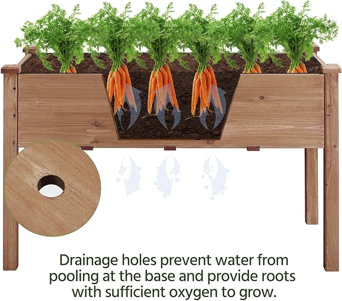Yaheetech 1pc Raised Garden Bed 48x24x30in Elevated Wooden Horticulture Planter Box with Legs Standing Growing Bed for Gardening/Backyard/Patio/Balcony Dark Brown