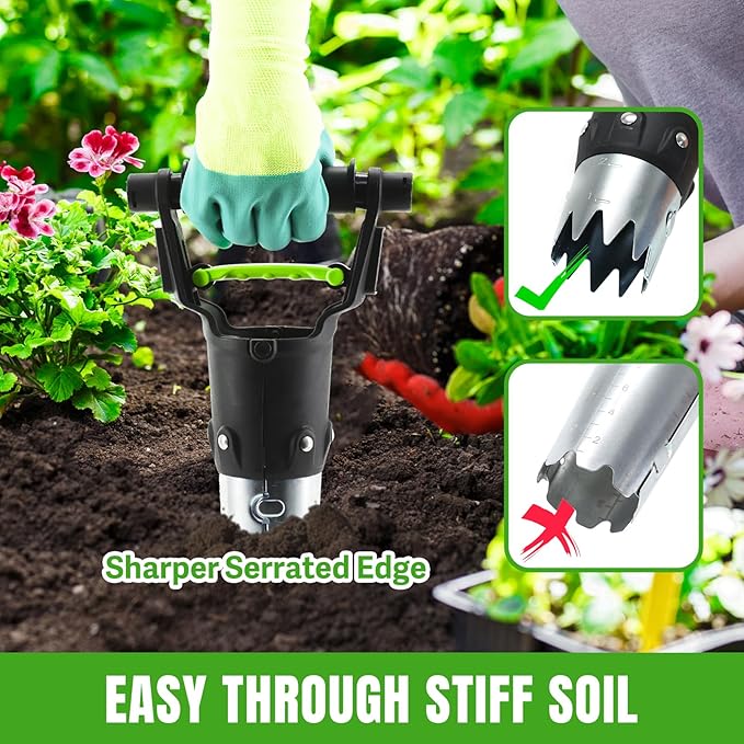 JOYHALO Garden Bulb Planter Tool 5 inch Depth Bulb Planting Tool Gardening Garden Tools Automatic Soil Release Bulb Planters for Plants Seeds &amp Bulbs Tulip Daffodils Dahlias Lilies Onions